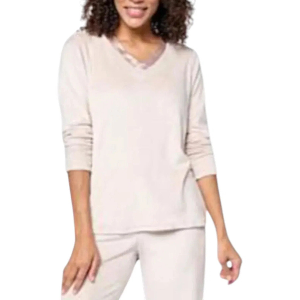 Comfort Code Women's Silky Velvet Satin Sleep Top Fawn - Regular